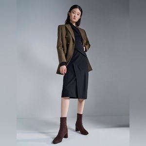 Charles & Keith Textured Stitch-Trim Ankle Boots | Size EU 35, USA 5 Dark Brown